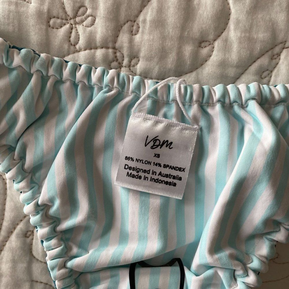 VDM x Revolve Stevie Reversible Blue Floral Stripe Bikini Bottom XS NWT‎ - Picture 5 of 5